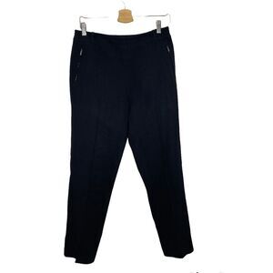 Belstaff Women Black Crepe Pants Elastic Waist Tapered Leg Zip Pocket US 8‎ / 42
